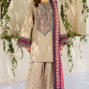 Jazmin Ladies Unstitched Lawn Suit – Embroidered | Diamond Print Dupatta